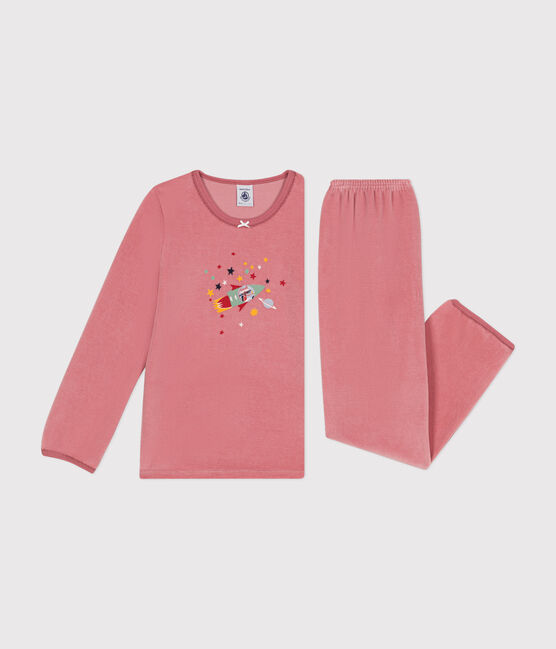 Pigiama bambino in velluto tinta unita rosa ROSEWOOD