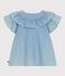 Blusa a maniche corte in cotone tinta unita bambina blu BLEU CLAIR