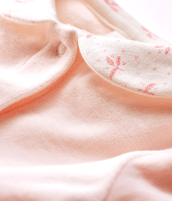 Tutina pigiama bebè femmina in ciniglia rosa FLEUR