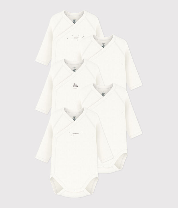 Confezione da 5 body incrociati a maniche lunghe in cotone multicolore