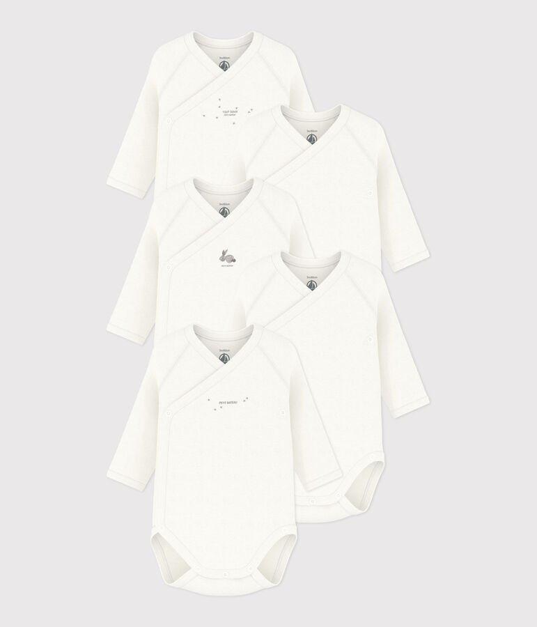 Confezione da 5 body incrociati a maniche lunghe in cotone multicolore