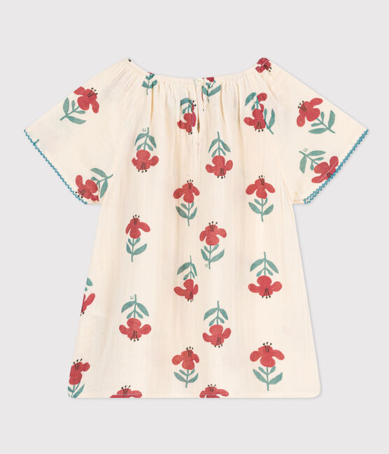 Blusa a fiori in garza di cotone bambina bianco AVALANCHE/ MULTICO