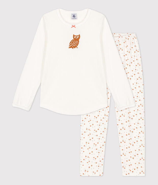 Pigiama bambina in cotone bianco/multicolore
