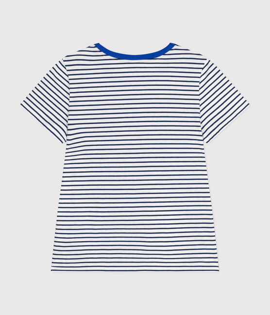 T-shirt Le Droit girocollo in cotone donna bianco MARSHMALLOW/blu MEDIEVAL
