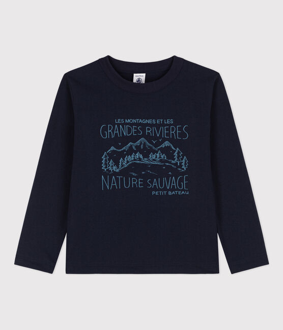 T-shirt maniche lunghe bambino stampata blu SMOKING