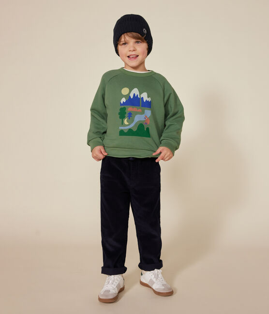 Maglia in tessuto felpato bambino verde PALMERAIE