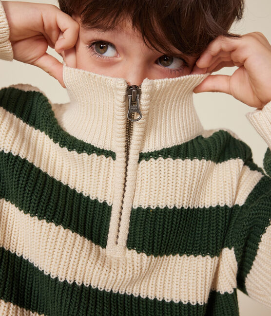 Maglione dolcevita con mezza cerniera in cotone bambino verde PALMERAIE/ AVALANCHE