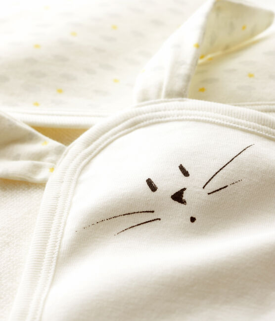 Cofanetto asciugamano quadrato da bagno e doudou bebè in spugna e cotone biologico bianco MARSHMALLOW/bianco MULTICO