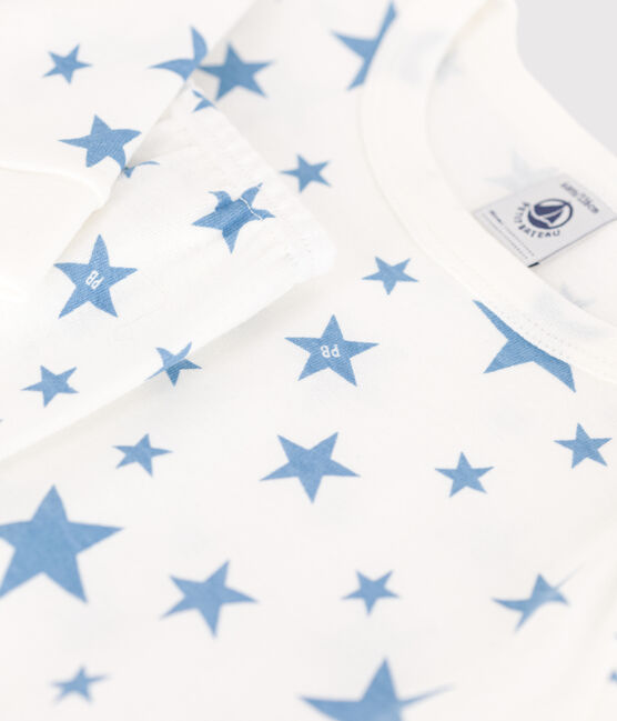 Pigiama per bambini molto aderente in cotone stampato  bianco MARSHMALLOW/blu ALASKA