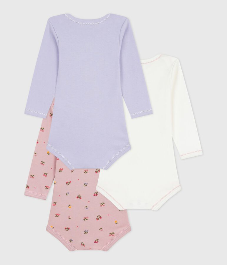 Set di body a maniche lunghe in cotone con stampa a fiori neonato multicolore