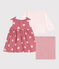 Set due pezzi neonato in cotone con cardigan tinta unita e abito con stampa rosa ROSEWOOD/ MULTICO