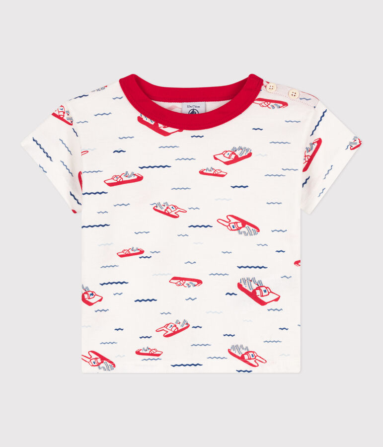 T-shirt a maniche corte beb&egrave; in jersey fantasia bianco/multicolore