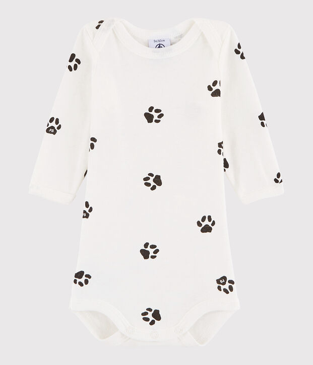 Body manica lunga beb&egrave; unisex bianco/grigio