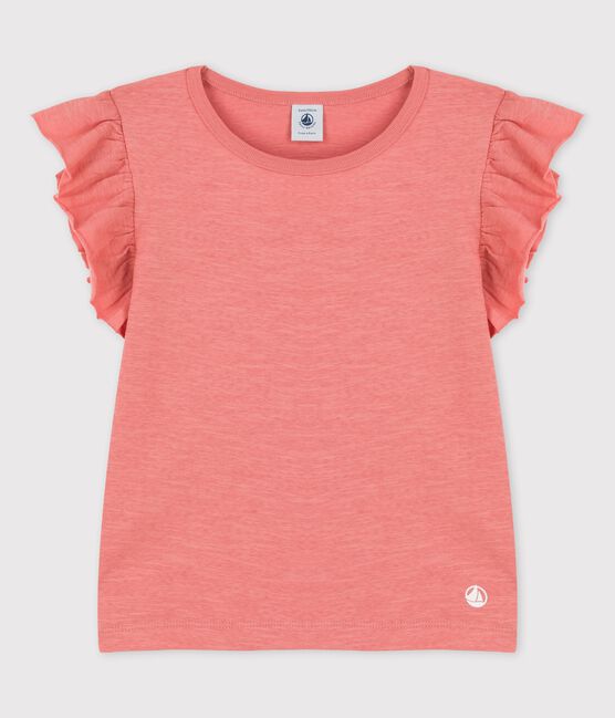 T-shirt a maniche corte in cotone bambina rosa PAPAYE