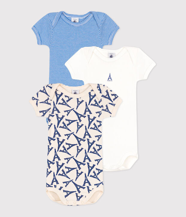 Confezione da 3 body a maniche corte in cotone Paris neonato multicolore