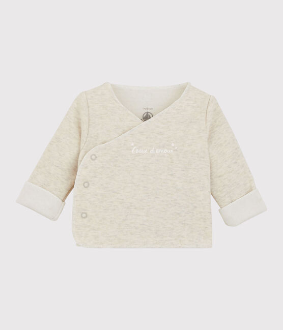 Cardigan bebè grigio chiné in jersey di cotone biologico beige MONTELIMAR CHINE