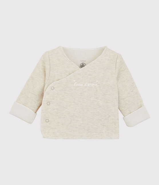 Cardigan bebè grigio chiné in jersey di cotone biologico beige MONTELIMAR CHINE
