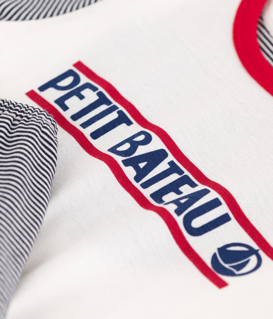 Pigiama corto bambino unisex in cotone Petit Bateau  blu SMOKING/bianco MARSHMALLOW