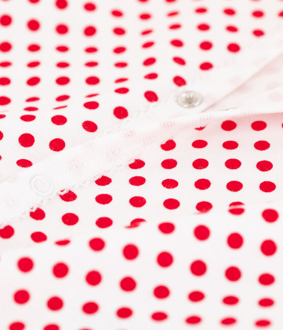 Tutina bebè a costine a pois bianco ECUME/rosso TERKUIT