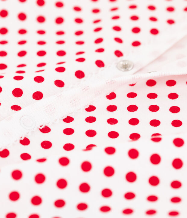 Tutina beb&egrave; a costine a pois bianco/rosso