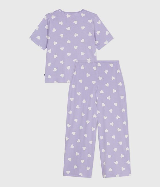 Pigiama donna a maniche corte con gamba ampia in cotone con cuori stampati bianco SQUAW/ MARSHMALLOW