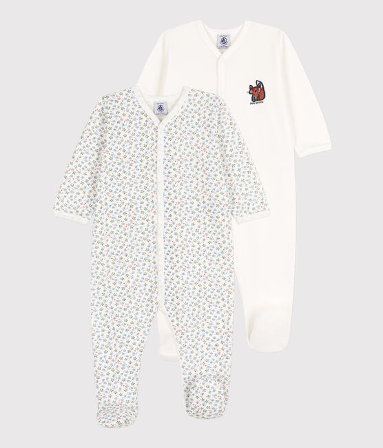 Confezione da 2 tutine pigiama a fiori, in cotone, per neonati variante 1
