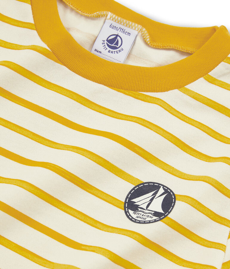 T-shirt bambino maniche corte bianco/giallo