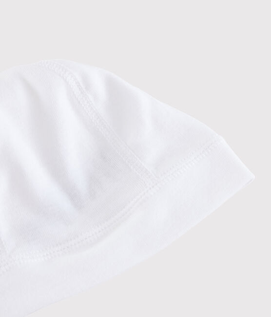 Cuffietta nascita bebè in cotone bianco ECUME