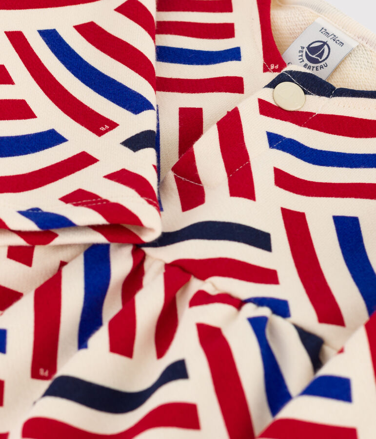 Abito a maniche lunghe beb&egrave; in felpa con stampe grafiche ecru/multicolore