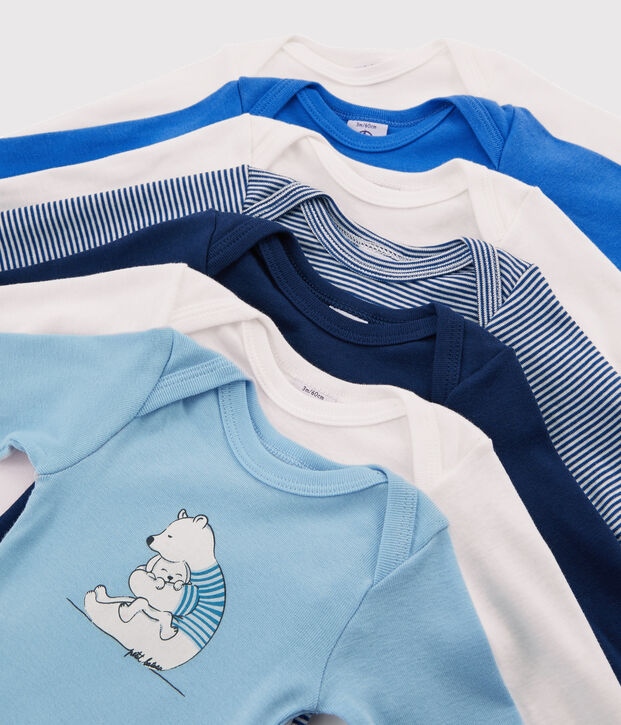 Lotto sorpresa di 7 body a manica lunga beb&egrave; maschio multicolore