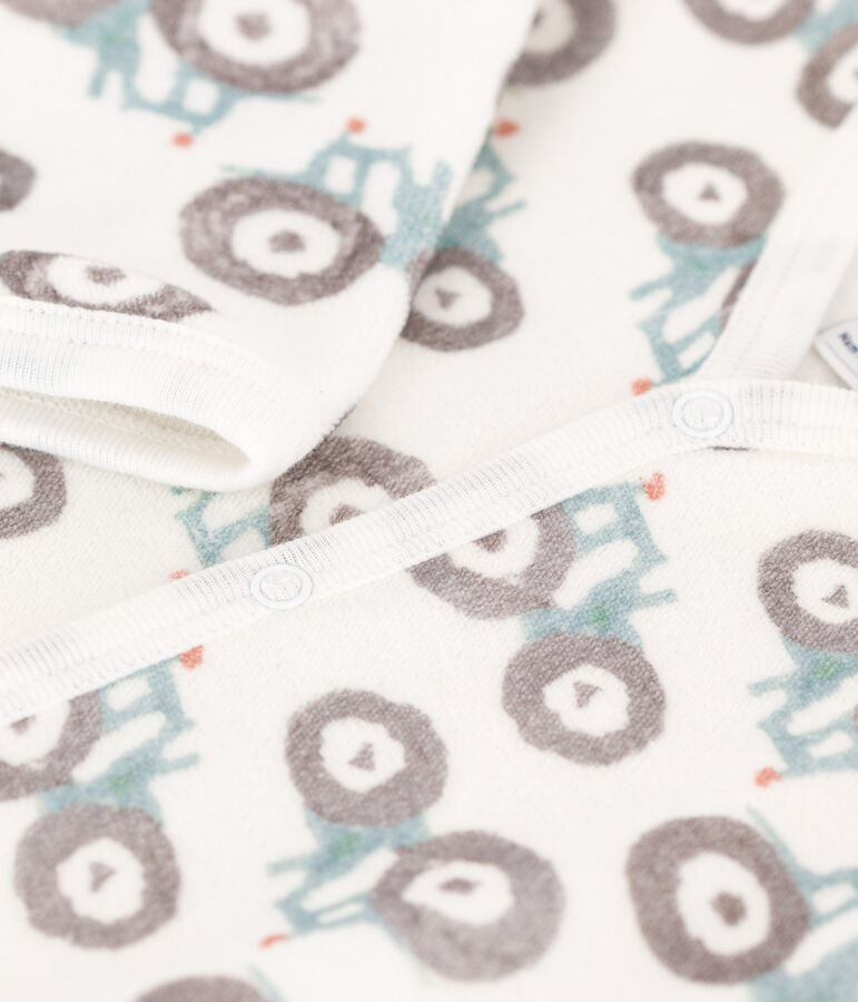 Pigiama beb&egrave; trattori in ciniglia bianco/multicolore