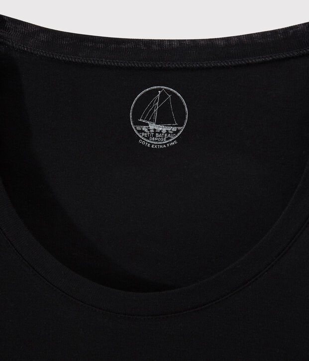 T-shirt a costine leggera Donna nero