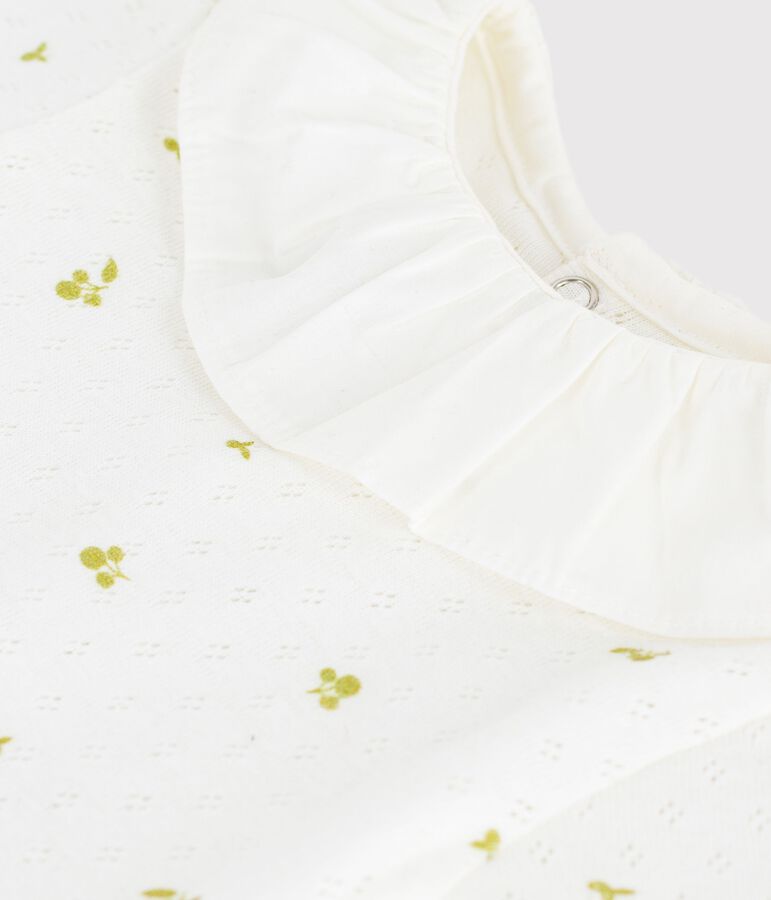 Body in cotone con colletto e stampa a fiori neonata verde/verde