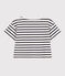 T-shirt a righe a maniche corte in cotone bambina bianco MARSHMALLOW/blu SMOKING