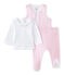 Coordinato 3 pezzi per bebé femmina bianco ECUME/rosa VIENNE