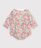 Tutina corta in cotone con stampa a fiori neonata bianco/multicolore