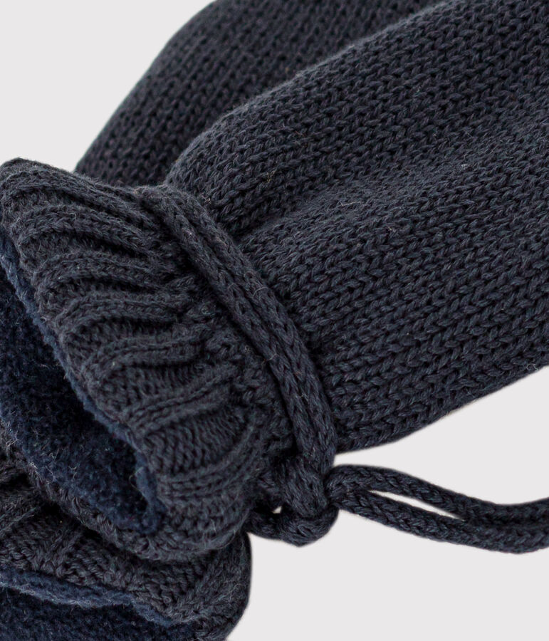 Muffole in maglia tinta unita foderata in pile neonato blu