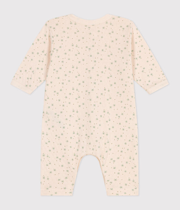 Tutina neonato in cotone con stampa a stelline ecru/multicolore