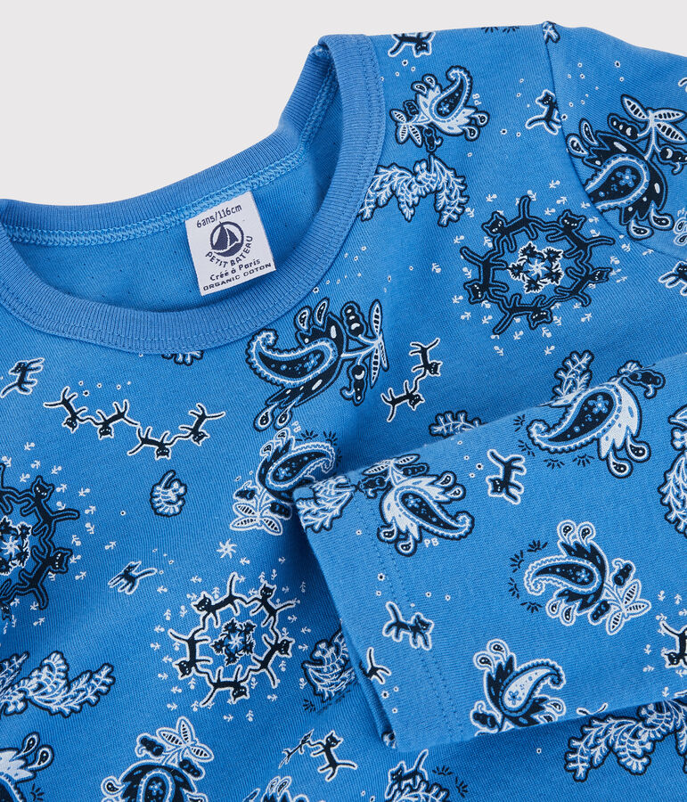 Pigiama bandana bambina/bambino in cotone biologico blu/multicolore
