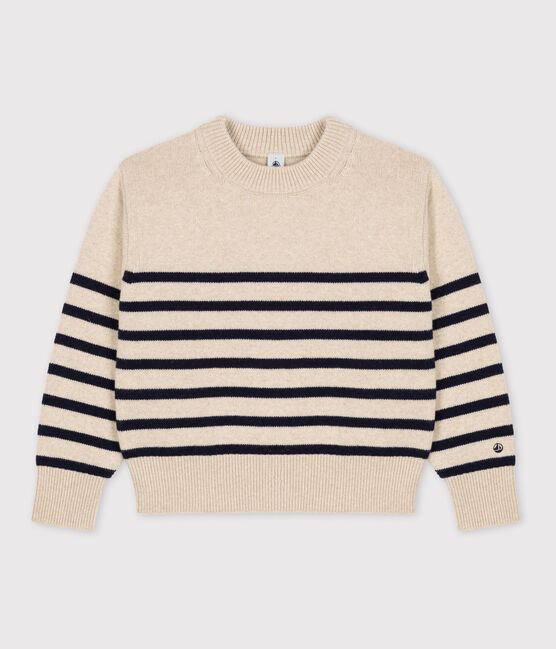 Maglione alla marinara in lana donna bianco AVALANCHE/blu SMOKING