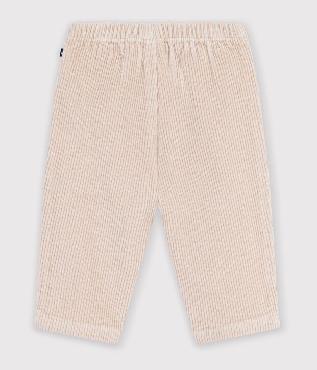 Pantaloni in velluto tinta unita neonato ecru
