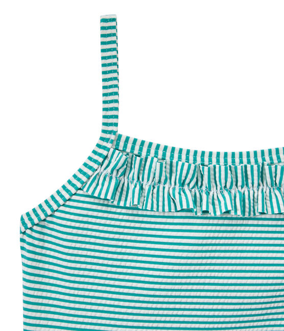 Costume da bagno bambina intero rigato verde FLAG/bianco LAIT