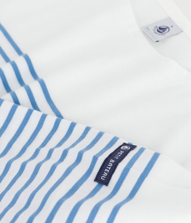 Marini&egrave;re a maniche lunghe in cotone donna bianco/blu