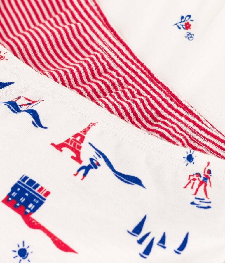 Confezione da 3 short fantasia Parigi bambina in cotone multicolore