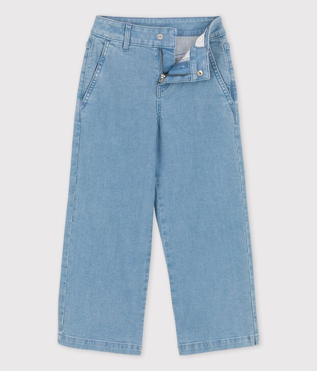 Pantaloni flare in denim chiaro bambina blu