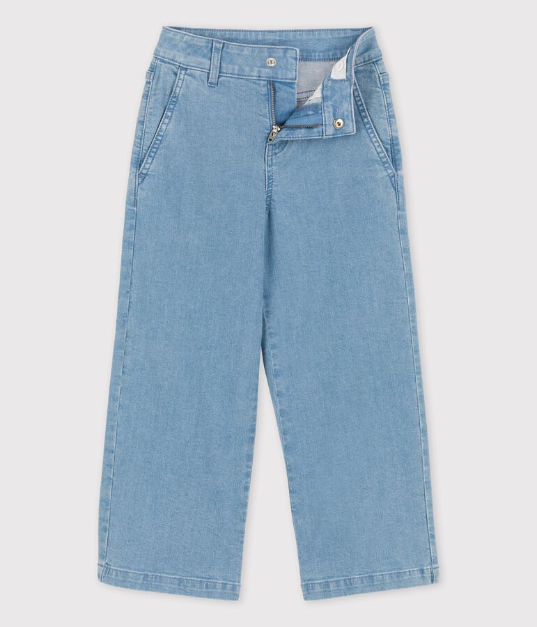 Pantaloni flare in denim chiaro bambina blu