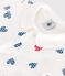 Tutina corta in cotone con colletto a cuori a righe neonato bianco MARSHMALLOW/bianco MULTICO