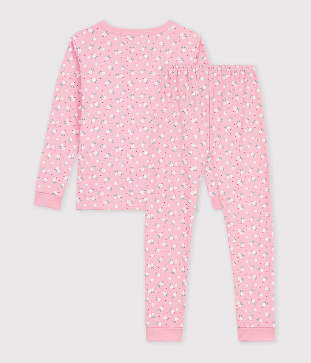 Pigiama molto aderente in cotone con stampa bambina rosa/multicolore