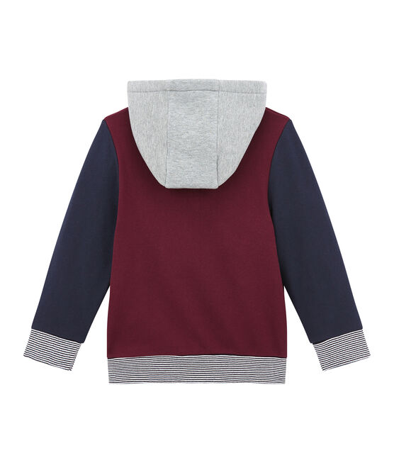 Felpa con zip in molleton e sherpa per bambino rosso OGRE/bianco MULTICO
