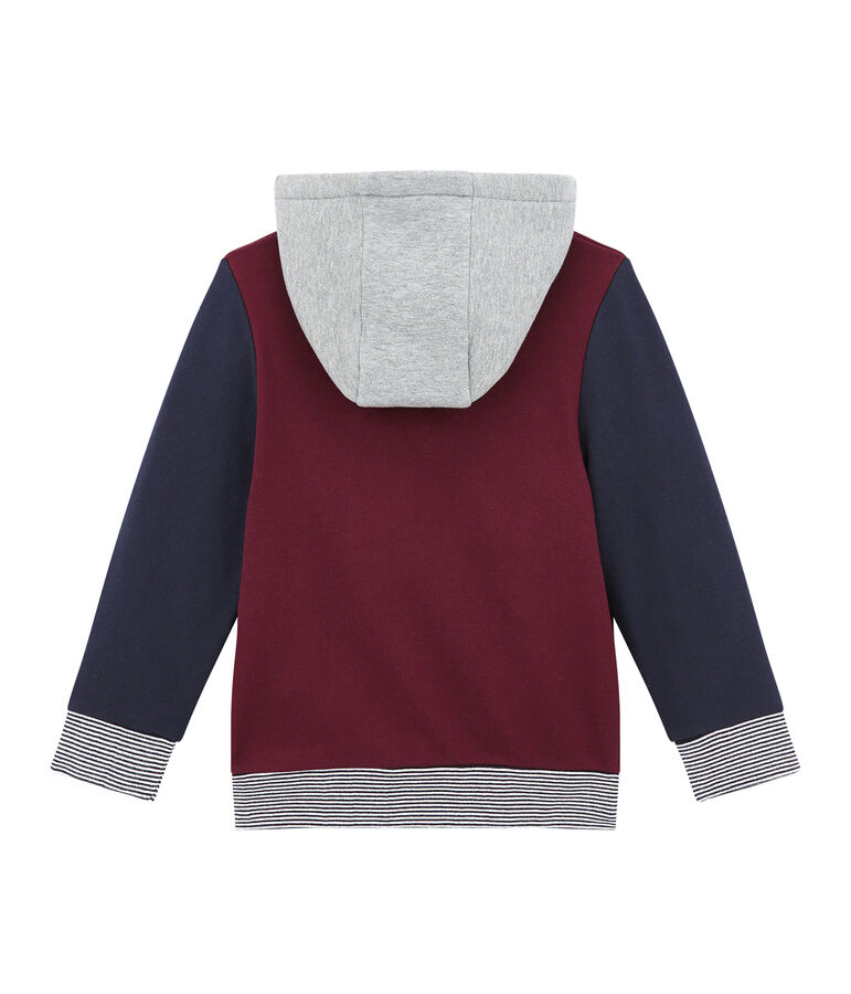 Felpa con zip in molleton e sherpa per bambino rosso/multicolore